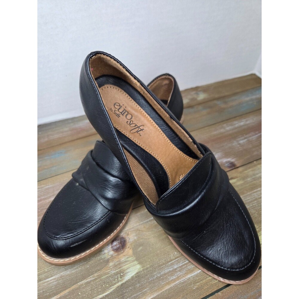 Eurosoft Black Leather Low Heel Loafers